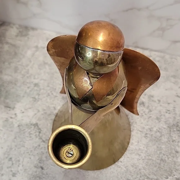 Vintage Brass and Copper Christmas Angel Candle Holder Made in Hong Kong - Picture 5 of 7
